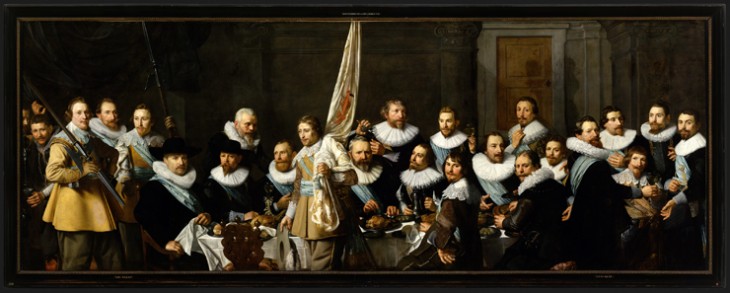 Nicolaes Eliasz. Pickenoy (1591 - 1653), Banquet of civic guardsmen from the company of captain Jacob Backer and lieu